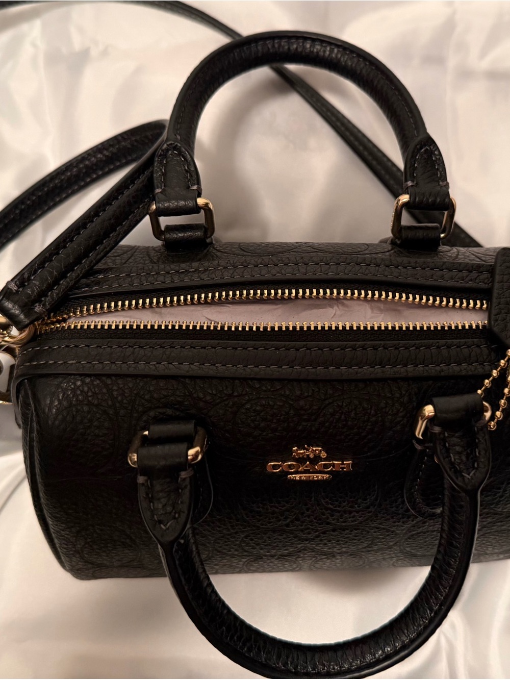 Coach Black Pebbled Signature Mini Satchel with Gold Hardware - Picture 2 of 3